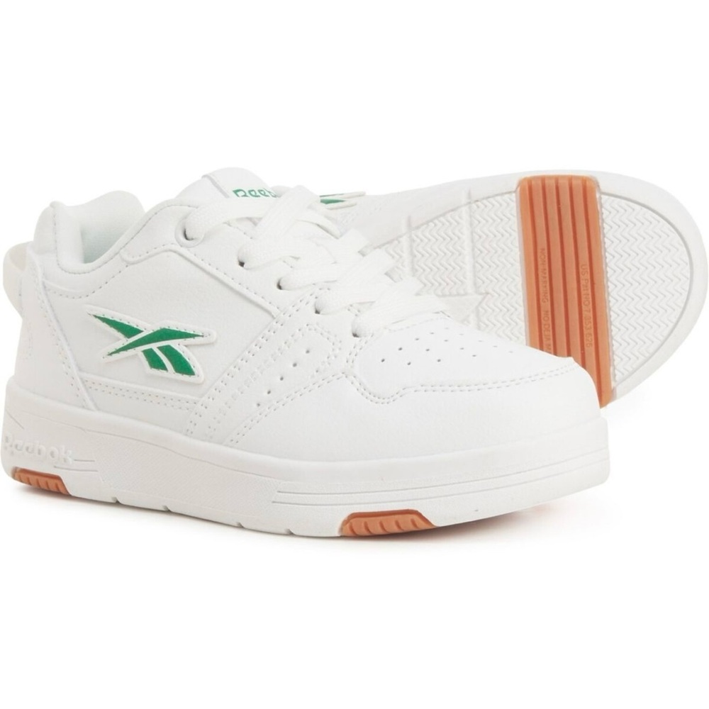 Reebok Maveric Low rise sneaker white & green logo leather retro y2 size 4 youth
